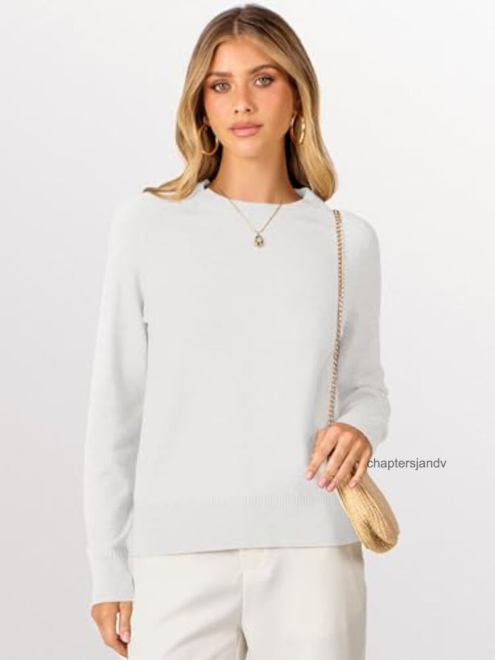 Women's Long Sleeve Crew Neck Lightweight Knit Sweater Top Casual - Picture 2 of 6